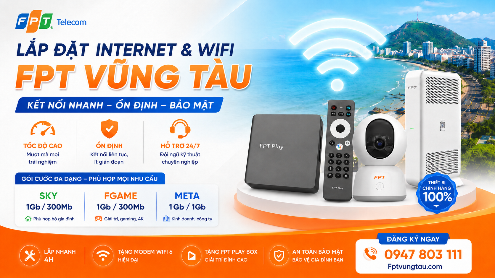 gói cước mạng FPT Vũng Tàu internet wifi truyền hình