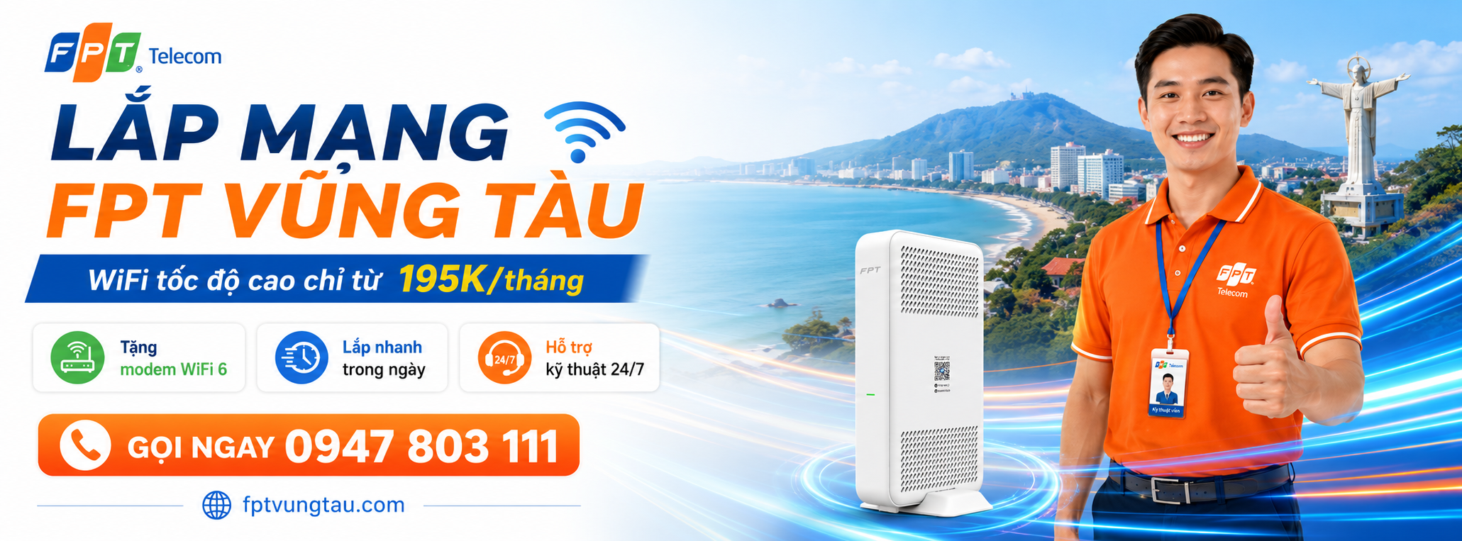 lắp mạng FPT Vũng Tàu tặng modem WiFi 6
