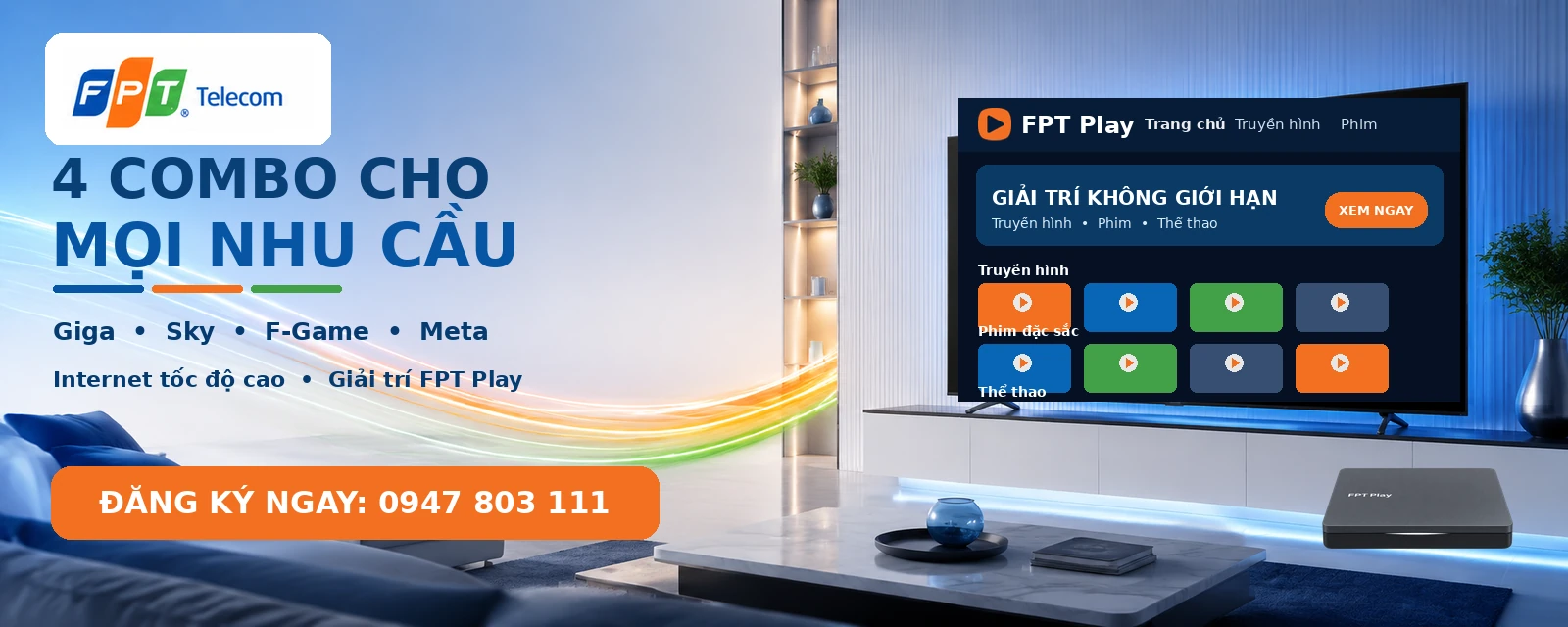 Khuyến mãi combo Internet truyền hình FPT tháng 9 với Giga Sky F-Game và Meta