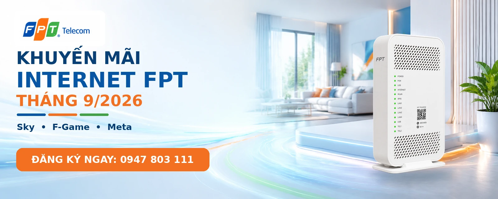 Khuyến mãi Internet FPT tháng 9: Sky F-Game Meta với modem FPT