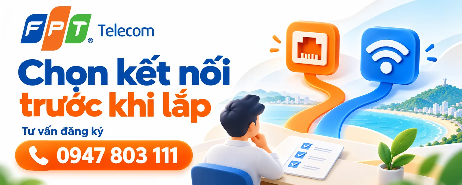 Chuẩn bị mạng cho máy tính bàn: xác nhận phương án kết nối tại góc đặt máy