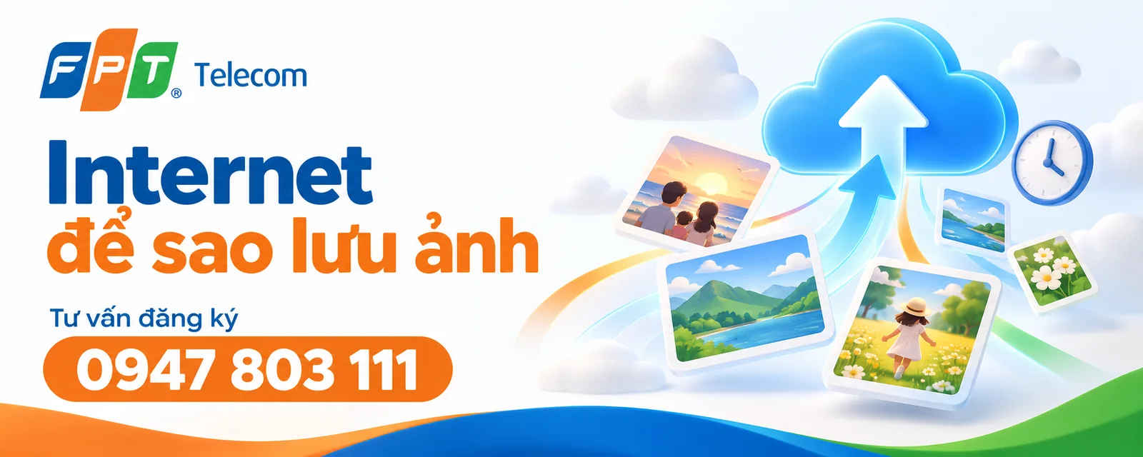 Internet để sao lưu ảnh: minh họa tải ảnh gia đình lên đám mây