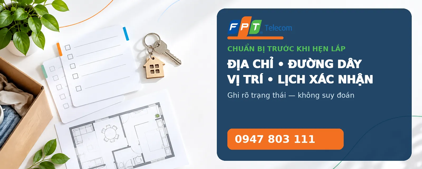 Checklist địa chỉ đường dây vị trí và lịch xác nhận Internet